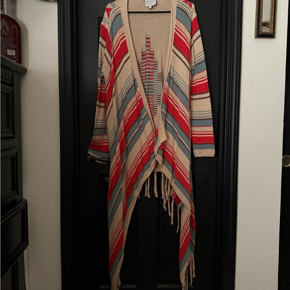 Striped Fringe Cardigan